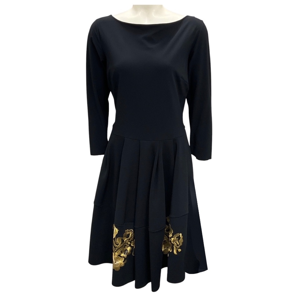 CHIARA BONI LA PETITE ROBE COUTURE BLACK / GOLD EMBROIDERED COCKTAIL DRESS